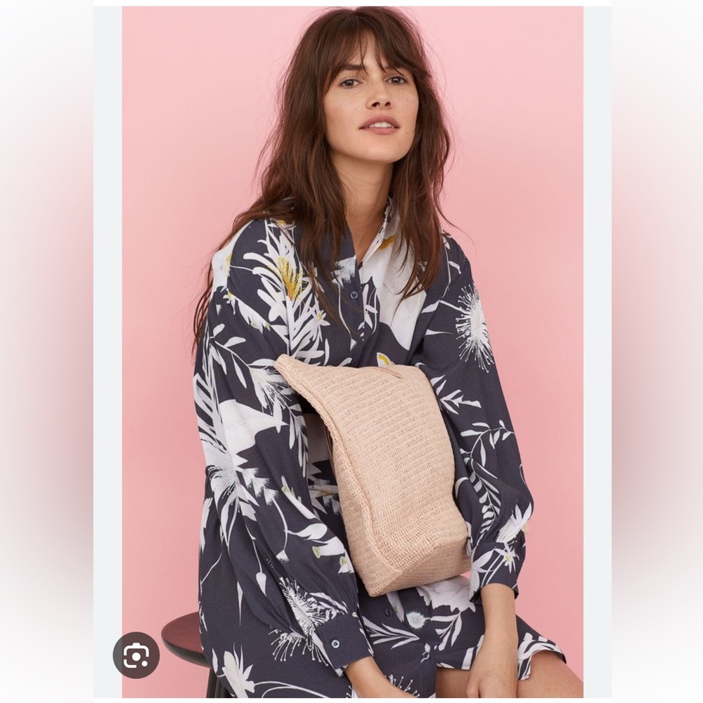 H&M x Anna Glover • Long Sleeve Button Down Dress with Tie